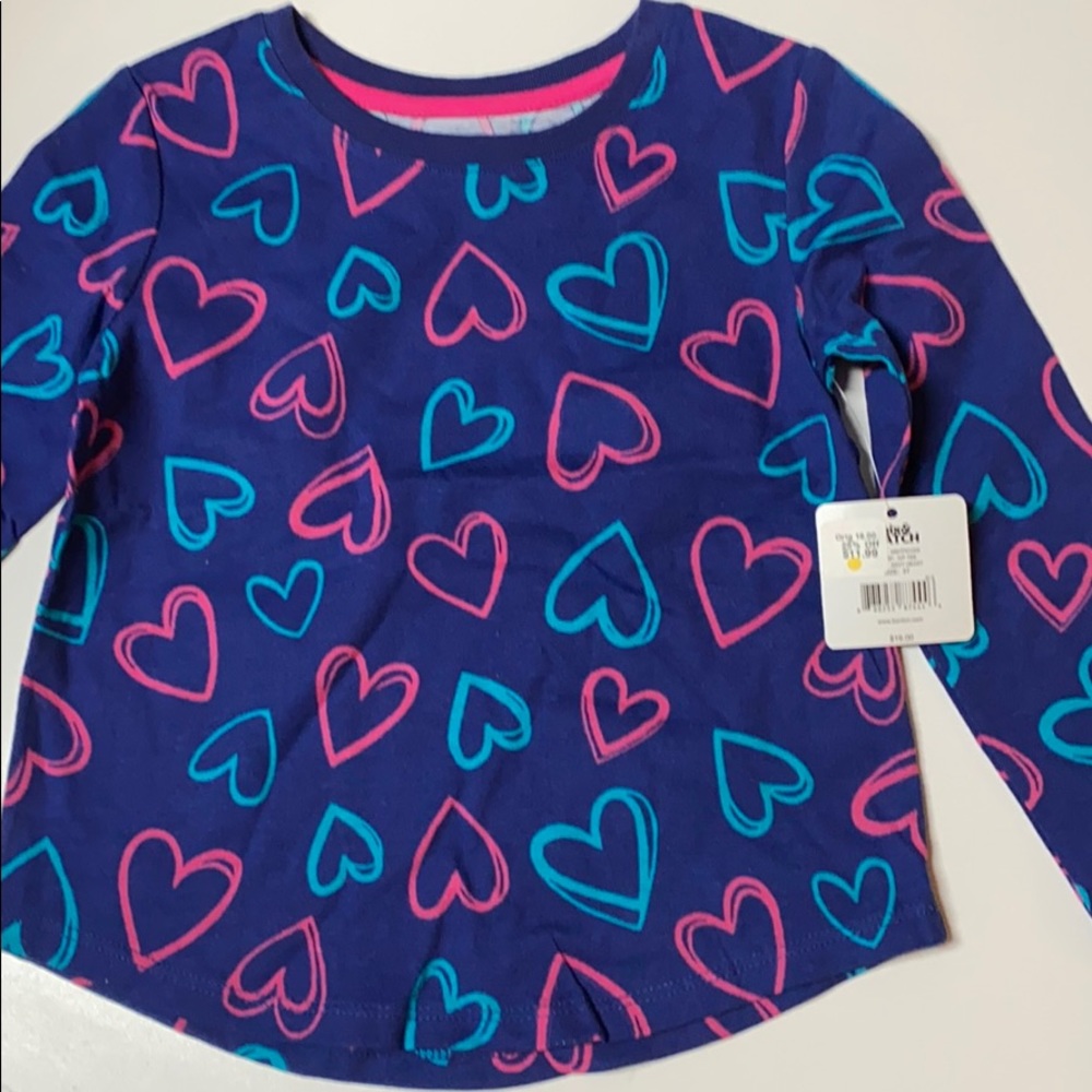 NWT 3T long sleeved tee w pink and blue hearts